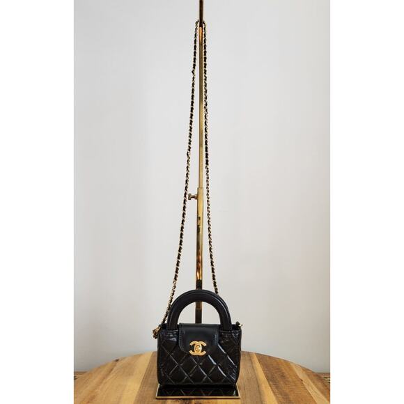 CHANEL Black CC Logo Mini Kelly Nano Shopper shiny aged Calfskin - Picture 2 of 5